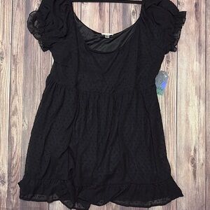 Justify Black Smocked Ruffled dress